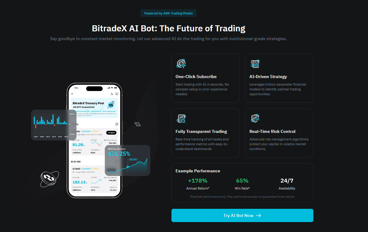 User interface of the Bitradex login screen on a laptop