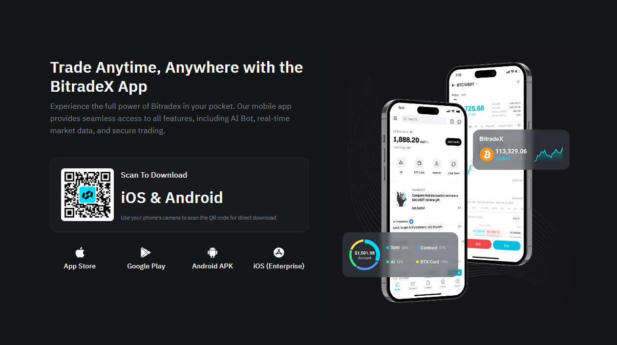Comparison chart showing Bitradex fees versus other major exchanges